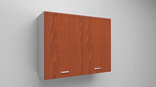 Alfredo Calandrelli Mobile Pensile con Porta in Vari Colori ed in Varie Misure, Compreso di 2 ante, Spedizione a Kit, Colore ciliegio, Misure 72x90x33