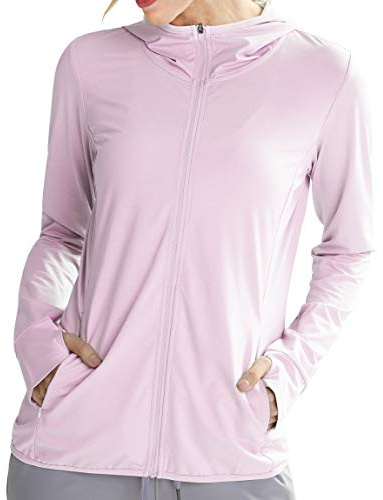 Libin UV Schutzkleidung Shirt Damen UPF 50+ Sun Hoodie | Sonnenschutz Hoodie Full Zip UV kleidung damen Laufshirt Langarm Sportshirt für Running Wandern Outdoor Surfen mit Taschen