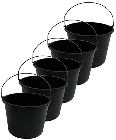 5 x COVERNIT® Baueimer 12 Liter │ Mörteleimer Konstruktion Eimer Reinigungseimer │ Verstärkte Lippe mit Henkel und Skalierung