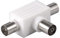 CableStop ® Coaxial T-Adapter Tv Aerial cable Splitter 1 Coax female to 2 Coax male WHITE