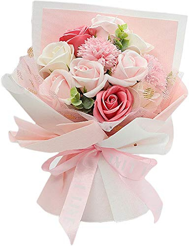 FRECI Artificial Soap Flower Bath Soap Rose Flower Scented Soap Bouquet for Mother Valentine's Day Party Wedding Decoration - Pink