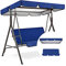 Hollywoodschaukel Ersatzdach and Sitzbezug für Gartenschaukel, Universal Hollywoodschaukel Abdeckung für die 3 Sitze Sitzflachenbezug Sonnendach Ersatzdach,Blau,164x114x15cm/65x45x6''