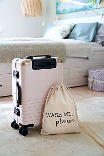 2 Wäschebeutel, Wäschesäcke, Wäschesammler 100% Baumwolle, Reise (Wash me please)
