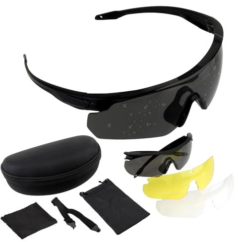 FOCUHUNTER Sportbrille Schutzbrille Anti-Fog-Brille, Brille, Autofahrerbrille Anti-UV400-Sonnenbrille Brille Männer & Frauen zum Radfahren, Wandern, Laufen, Lesen (Schwarzer Rahmen)