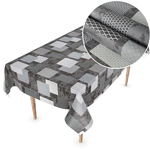 Wachstuchtischdecke Wachstuch Tischdecke abwaschbar Wachstischdecke Rechteck, rund, oval Premium Prägung Gartentischdecke Elegance 160x140cm Schnittkante Emily
