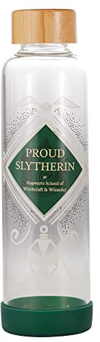 Harry Potter Bouteille d'eau en Verre – 500 ML – Fière Serpentard – Bouteille d'eau réutilisable – Bouteille d'eau en Verre Serpentard Cadeaux