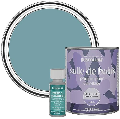 Rust-Oleum Blue Water-Resistant Bathroom Tile Paint in Satin Finish - Pacific State 750ml