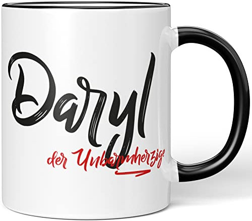 JUNIWORDS Tasse, Daryl, der Unbarmherzige, Schwarz (5223647)
