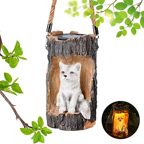Herefun Gartenfiguren, Gartendeko Fuchs Solar Leuchte, LED Solarbetriebenen Lampen Dekoration, LED Gartenleuchte mit aus Kunstharz Wasserdicht für Draußen Gartenfigur Deko, Balkon, Garten