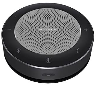 Enther&MAXHUB Upgraded BM21 Bluetooth Conference Speakerphone, Teleconference Speaker with Wireless Charging, USB Speaker with 6 Mics for Home Office, Enhanced 360° Voice Pickup and Noise Reduction