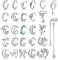 Finrezio 27 Stück Ear Cuff Set OhrManschette Ohrringe Clip Ohrringe für Damen Ohrklemme Nicht Piercing Clip auf Knorpel Ohrringe Ketten Ohrringe Gefälschte Ohrringe Clip auf Wrap Ohrringe Set