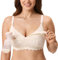 MOMANDA Women's Pumping Bra Lace Nursing Bras Maternity Breastfeeding Hands Free Breast Pump Bra Ivory 34B