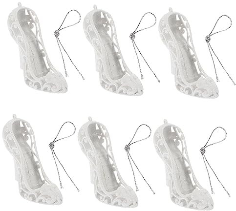 Garneck 6st High Heels Anhänger Pantoffel-Ornament Weihnachtsminiaturen Weihnachtsbaumschmuck Ornamente Feiertagskugel-anhänger Glitzerkugelverzierungen Mini-Heels Weiß Plastik Baby Statue
