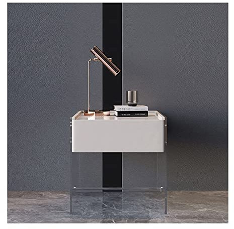 HASMI Table de Chevet Table de Chevet à Chambre à Coucher Petite Table de Chevet en Verre Petite Table Basse de Rangement Table de Chevet Chevet de lit (Color : A, Size : 15.7 inches)