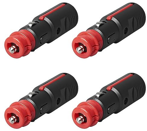 GTIWUNG 4 Piezas Mechero 12V Macho, Conector Macho para Mechero de Coche de 12V-24V, Encendedor de Cigarrillos Plug, Cigarette Lighter Socket Encendedor de Cigarillo, Rojo