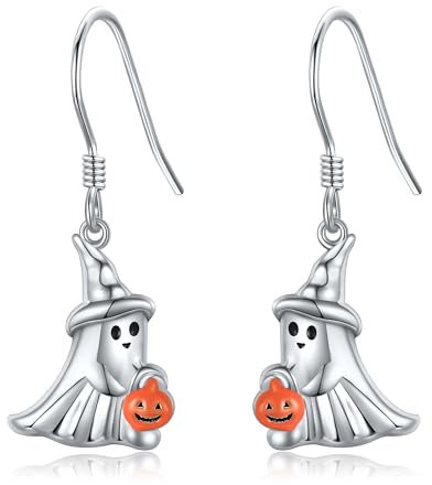 Geister Ohrringe, Gothic Kürbis Ohrringe, S925 Sterlingsilber, niedliche Halloween Ohrringe, Herbst Ohrringe, Geister Schmuck, Geschenke für Frauen, Teenager, Mädchen