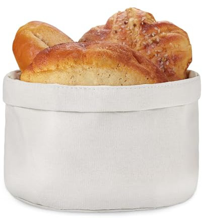 ecooe Brotkorb Stoff | Zusammenklappbarer Brötchenkorb | 100% Baumwollbrotkorb | Frühstückskorb | Vielseitige Aufbewahrungskorb zur Aufbewahrung von Brot, Obst, Spielzeug usw. (Hellgrau)