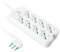 Ekon multipresa a ciabatta con 8 porte, per spine italiane, per prese schuko, spine europee, cavo da 1.5m, spina italiana 16A, interruttore luminoso, bianco