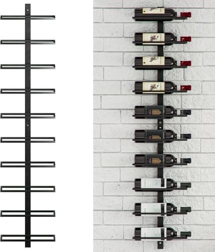 Shally Dogan Stand Portabottiglie da Muro per Vino con 10 Scomparti Porta Bottiglie, Cantinetta a Parete, Supporto Design Industrial Ideale per Angolo Bar per Cucina, Sala da Pranzo e Cantina