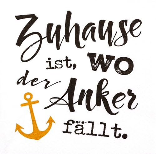 20 Servietten Sprüche Anker Zuhause als Tischdeko. Papierservietten mit Motiv. Auch für Decoupage und Serviettentechnik 33x33cm
