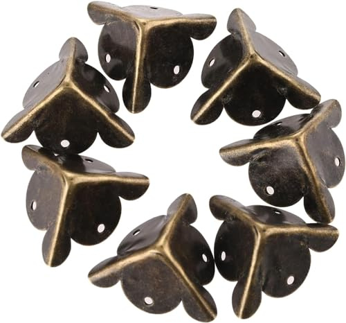 20 Packs Antique Bronze Corner Protectors, 25 * 25 * 25mm,Mgoodoo Vintage Bronze Iron Corner Decorative Protector for Wooden Box Edge Including 60 Nails