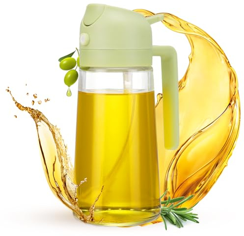 KLFBPXW Oil Spray Bottle 2 in 1 Oil Dispenser and Oil Sprayer -15.5oz/460ML Oil Sprayer For Cooking,Salad,Barbecue,Frying (Green), cks0212