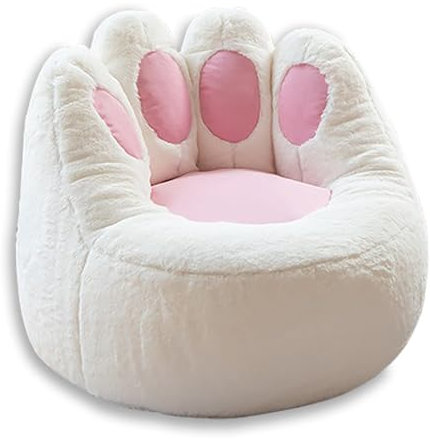 KOLEV Bean Bag Cover Only White Cat's Paw Shape Bean Bag Cover for Stuffed Animals Storage Bean Bag Chair Cover for Kids Pets Adults Indoor Bedroom Organizing Plush Toys (Large), MWMZ-04