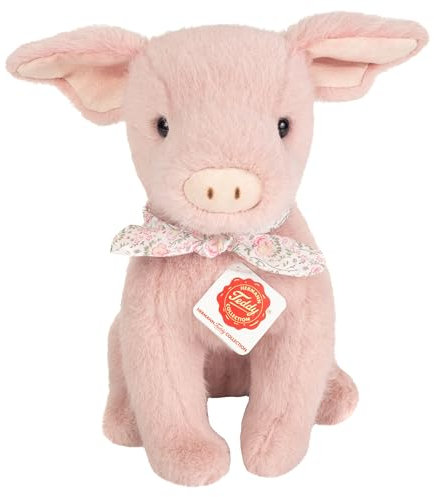 Teddy Hermann 93023 Schwein Audrey 23 cm, Kuscheltier, Plüschtier mit recycelter Füllung