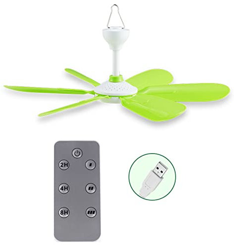 APASTTCA Ventilador de techo USB de 3 velocidades con Control remoto de 17,7 pulgadas, ventilador para colgar en tienda, ventilador con dosel para cama, Camping, hogar al aire libre
