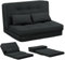 COMHOMA Sofa Couch Schlafcouch Klein Bed 2er Mini Bettsofa 6-Stufig Verstellbare Rückenlehne, Wohnzimmer, Schlafzimmer und Camping, Schwarz