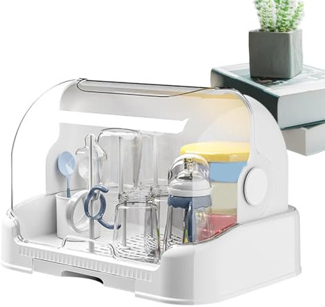 Ghjkldha Conservazione Del Biberon | Stendibiberon Per | Con Vassoio Raccogligocce Rimovibile | Resistente Portabiberon Coperto, Portabiberon Da Appoggio Per Cucchiaini, Spazzole Per La Pulizia