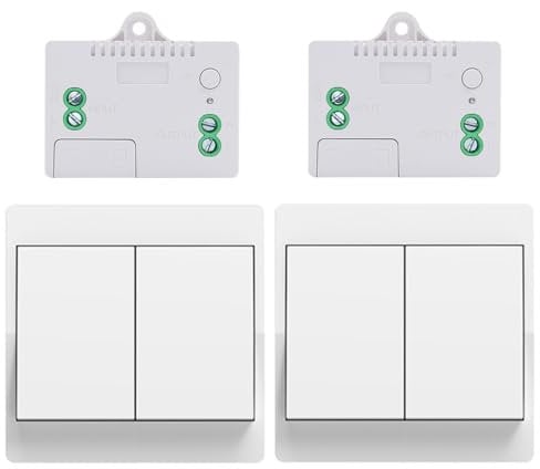 Cerhot Remote Light Switches Wireless, Interruttori di controllo remoto, Interruttore luce cinetico, Interruttore luce wireless Per luci Illuminazione domestica (EU 2marce, 2V2 A)