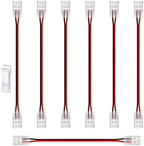 2Pin 10Mm Led Light Strip Verbinder 22Awg 150Mm/6In Cob Led Einfarbig Led Verlängerung Stecker Lötfrei Adapter Terminal Für Cob 12V/24V Lichtleisten (7 Stück