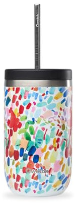 QWETCH - Cold Cup Isotherme 470ml Arty - 24h Glacé & 12 Froid - Inox Recyclé, Anti-Éclaboussure - Idéale pour Boissons Fraîches, Bubble Tea et Café Glacé