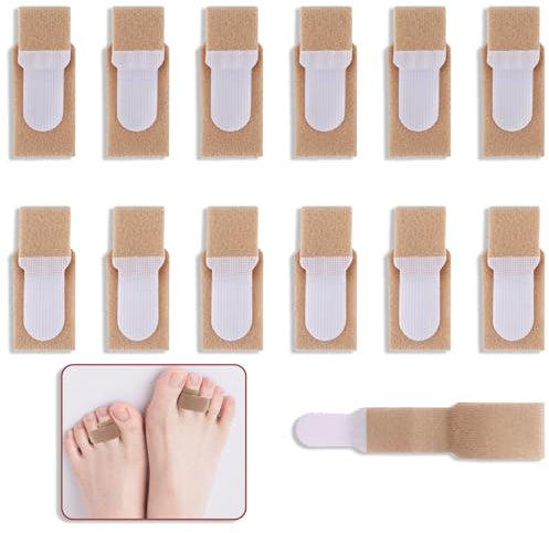 Qtksceadlnce 12Pcs Toe Separators Bandages, Fabric Toe Traps for Bent Toes Overlapping Toes