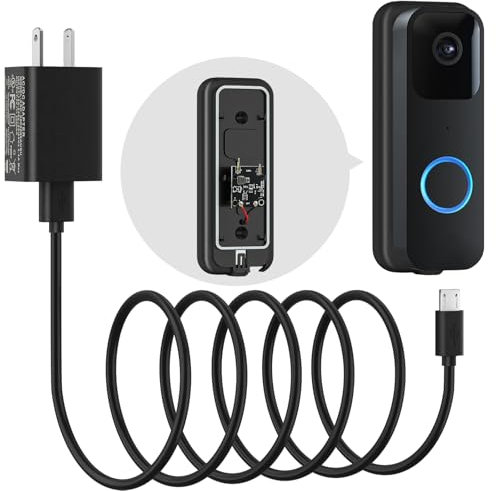 GUYUFEADM 26.25Ft/8M Power Cable with Adapter and Doorbell Mount for Blink Video Doorbell 2021 Version,Weatherproof Charging Cable with 5V 2A Adapter Compatible with Blink Video Doorbell 2021 Version
