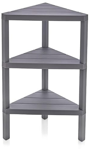 DIVCHI 3 Tier Corner Shelf Triangle Space-Saving Freestanding Shelving Unit | Storage Shelves | Display Rack | Bookcase | Kitchen Stand | Living Room Organiser | Bedroom Bookshelf (Grey)