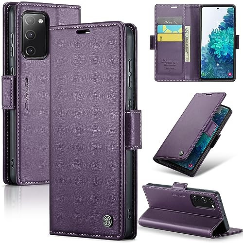 Rerzoiro Case for Samsung Galaxy S20 FE Wallet Case, RFID Blocking PU Leather Flip Folio Cover Card Holder Kickstand Shockproof Phone Case Compatible with Samsung Galaxy S20 FE, Purple