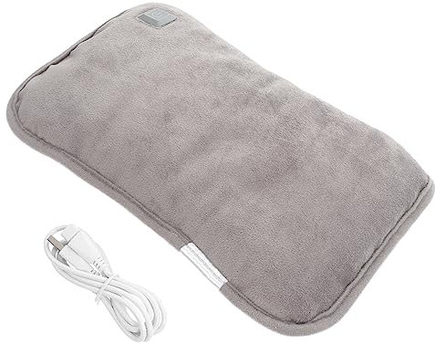 Hoement Rechargeable USB Hand Warmer Soft Cover Compact Heating Hand Warmer Bag Adjustable Temperature Lightweight Winter Grey 1.2M Power Cord