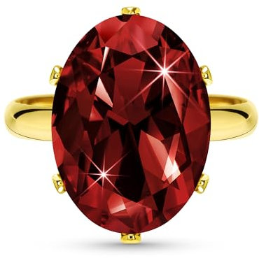 Linawe Gold Ringe Frauen, Rot Granat Ring Verstellbar, Ring Vergoldet Schmuck Ringe Jewelry, Grosse Groessen Moissanite Diamant Fingerring Damen, Goldene Damenringe Modeschmuck
