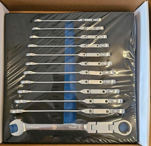 Stahl-Faust Doppel-Gelenkratsche Kombination Schraubenschlüssel Set 12-teilig