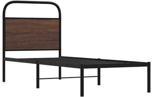 vidaXL Bettgestell ohne Matratze 80x200 cm Braun Eichen-Optik, Bettrahmen, Bett, Einzelbettrahmen, Schlafzimmermöbel, Einzelbett, Schlafzimmerbett