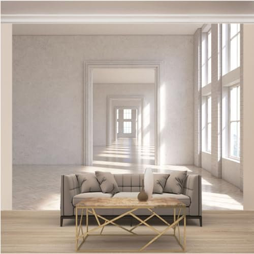 WYXWZ Papier Peint Panoramique Trompe l'oeil 3d Chambre Adulte Enfants Art Papier Peint Intissé Mural Moderne Toison Salon Chambre à Coucherr Salle L 200cm x 140cm (Largeur x Hauteur) Blanc