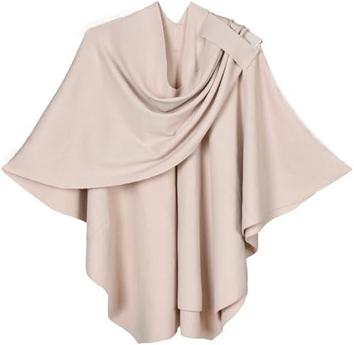 Damen Poncho Schal Cashmere Feeling Strick Cape Cardigan Für Frauen Geschenk Für Mutter (Beige)