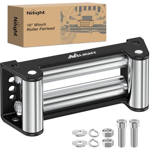 Nilight Winch Fairlead 10 Inch (254mm) Heavy Duty Winch Roller Fairlead 4-Way Universal Cable Guide with Mounting Hardware for Steel Cable 8000-12000 LBS UTV ATV Winches Accessory Replacement Black