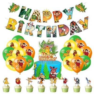 Geburtstagsdeko Simba Kindergeburtstag Deko Lion King Luftballons Deko Garde der Loewen Luftballons Geburtstag Löwe Torten Topper Lion Guard Geburtstag Girlande