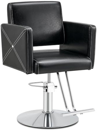 CO-Z Salon Chair for Hair Stylist with 360° Swivel,Adjustable Height Hydraulic Hairdressing Chair with Weighted Steel Base 150 kg Capacity for Beauty Salon Barber Shop Tattoo Parlor