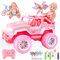 BEZGAR Ferngesteuertes Auto Rosa Jeep - 1:16 SUV Off-Road Auto mit 2 Puppen und 4 Windmühlen, 80 Min. Spielzeit, LED-Leuchten, 2,4 GHz Monster Trucks, Spielzeugauto für Kinder ab 4+ Jahren