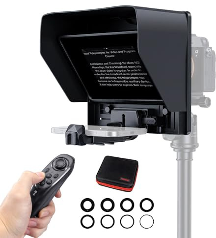 FEELWORLD TP10 25,4 cm tragbarer faltbarer Teleprompter für Smartphones bis zu 27,9 cm (11 Zoll) Smartphone, Tablet, Prompter, Telefon, DSLR-Kamera, Videoaufzeichnung für Live-Stream, Interview,