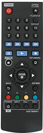 ROLLGAN New AKB73896401 Replacement Remote Control Fit For LG Disc DVD Player BP125 BP135N BP135W BP200 BP240D BP250 BP255 BP300 BP325W BPM25 BPM35 BP145 BP155N BP175 BP335WN BP340 BP350N